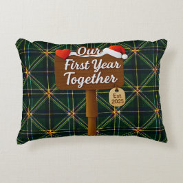 Our First Year Together 2025 Wooden Sign Accent Kussen