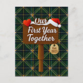 Our First Year Together 2025 Wooden Sign Briefkaart (Voorkant)