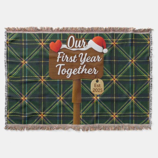 Our First Year Together 2025 Wooden Sign Deken (Voorkant)