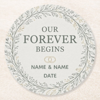 Our Forever Begins Romantic Marriage Proposal Ronde Kartonnen Onderzetter