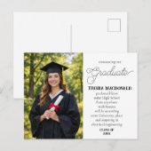 Our Graduate With Photo Graduation Classic Script Aankondigingskaart (Voorkant / Achterkant)