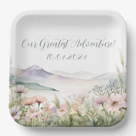 Our greatest adventure baby shower papieren bordje (Voorkant)