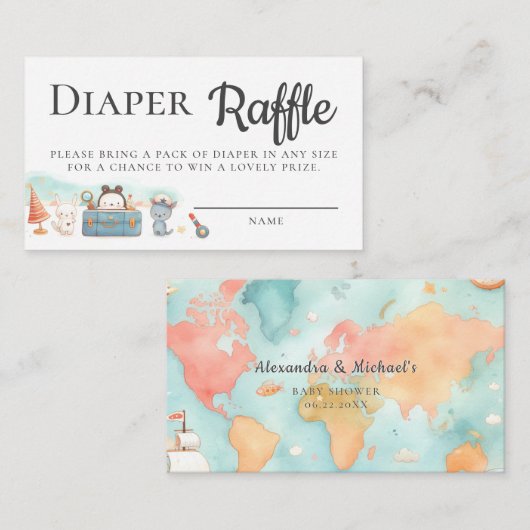 Our Greatest Adventure Diaper Raffle Baby Shower Informatiekaartje (Voorkant / Achterkant)