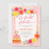 Our Greatest Adventure Floral Travel Zinnia Bridal Kaart (Voorkant)