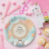 Our Greatest Adventure Neutral Cute Baby Shower Papieren Bordje (Feest)