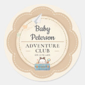 Our Greatest Adventure Neutral Cute Baby Shower Ronde Sticker (Voorkant)