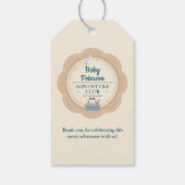 Our Greatest Adventure Teal Blue Cute Baby Shower Cadeaulabel (Achterkant)