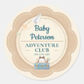 Our Greatest Adventure Teal Blue Cute Baby Shower Ronde Sticker (Voorkant)
