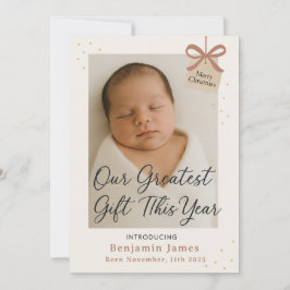 Our Greatest Gift Baby Announcement Holiday Card Feestdagenkaart
