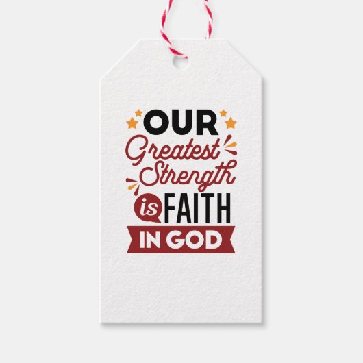 Our Greatest Strength Is Faith in God Quote Cadeaulabel (Voorkant)