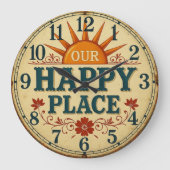 Our happy place cozy home  grote klok (Voorkant)