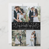 Our Hearts Are Full Wedding Photo Black Bedankkaart (Voorkant)