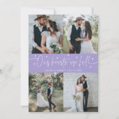 Our Hearts Are Full Wedding Photo Lilac Bedankkaart (Voorkant)