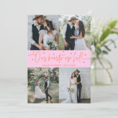 Our Hearts Are Full Wedding Photo Orange Pink Bedankkaart (Staand voorkant)