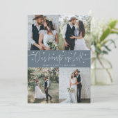 Our Hearts Are Full Wedding Photo Slate Blue Bedankkaart (Staand voorkant)