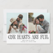 Our Hearts Are Full White Wedding Photo  Bedankkaart (Voorkant)