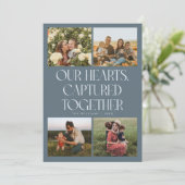 Our Hearts Slate Blue Multi Photo Valentines Day  Feestdagenkaart (Staand voorkant)