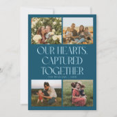 Our Hearts Teal Multi Photo Valentines Day  Feestdagenkaart (Voorkant)