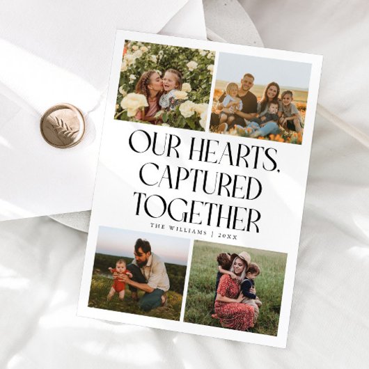 Our Hearts White Multi Photo Valentines Day  Feestdagenkaart