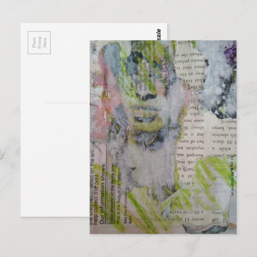 Our info shows abstract collage with face briefkaart (Voorkant / Achterkant)