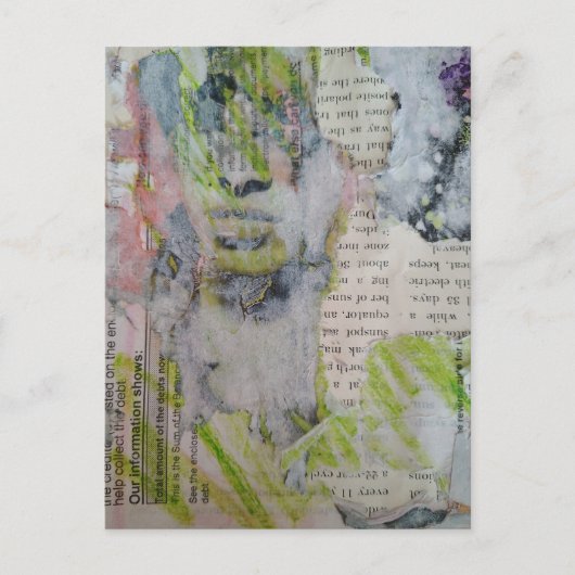 Our info shows abstract collage with face briefkaart (Voorkant)