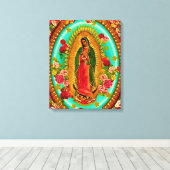 Our Lady Guadalupe Mexican Saint Virgin Mary Canvas Afdruk (Insitu (Houten vloer))