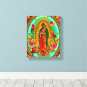 Our Lady Guadalupe Mexican Saint Virgin Mary Canvas Afdruk (Insitu (Houten vloer))
