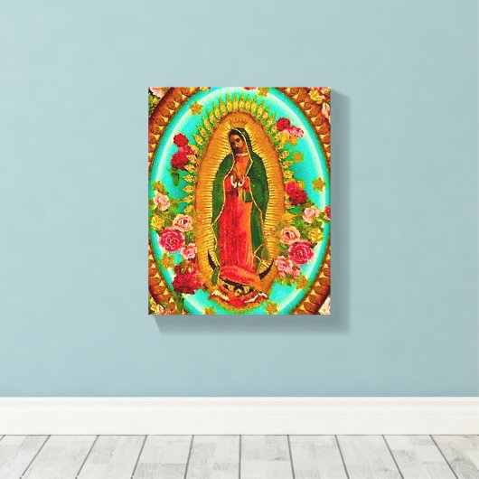 Our Lady Guadalupe Mexican Saint Virgin Mary Canvas Afdruk (Insitu (Houten vloer))