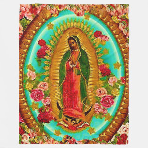 Our Lady Guadalupe Mexican Saint Virgin Mary Fleece Deken