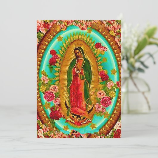 Our Lady Guadalupe Mexican Saint Virgin Mary Kaart (Staand voorkant)