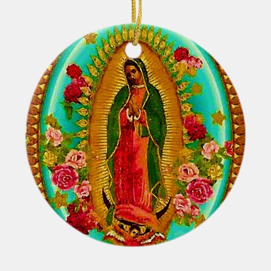 Our Lady Guadalupe Mexican Saint Virgin Mary Keramisch Ornament (Voorkant)