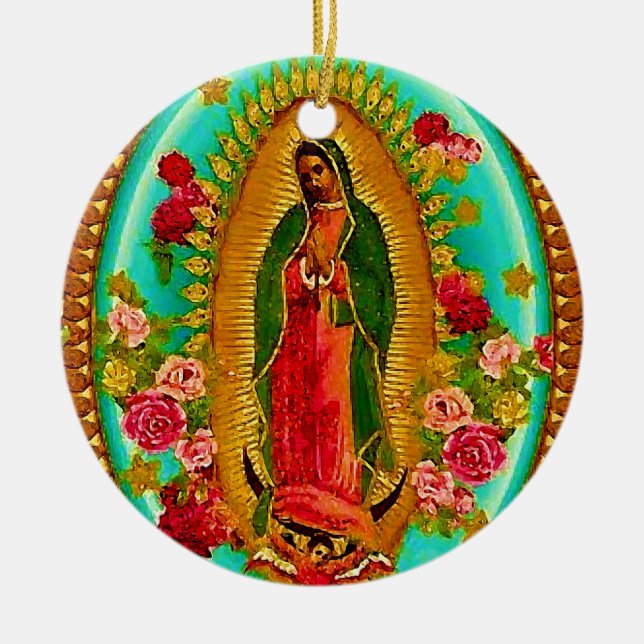 Our Lady Guadalupe Mexican Saint Virgin Mary Keramisch Ornament (Voorkant)