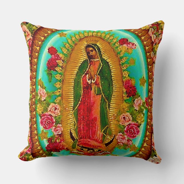 Our Lady Guadalupe Mexican Saint Virgin Mary Kussen (Voorkant)