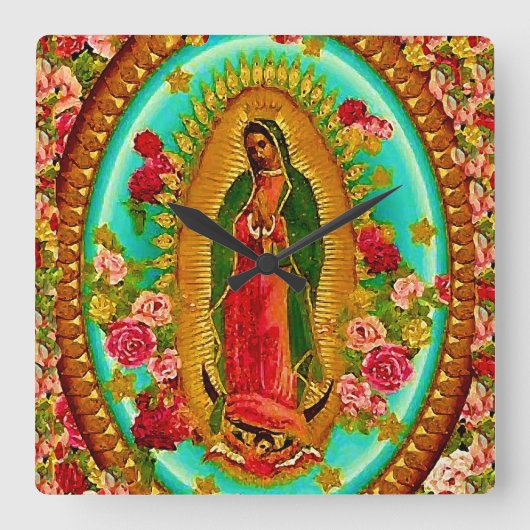 Our Lady Guadalupe Mexican Saint Virgin Mary Vierkante Klok (Voorkant)