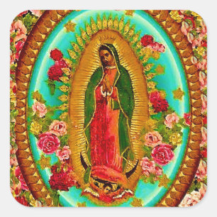 Our Lady Guadalupe Mexican Saint Virgin Mary Vierkante Sticker