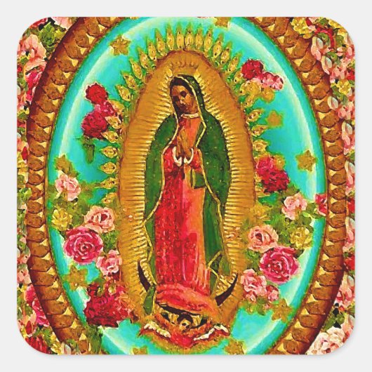 Our Lady Guadalupe Mexican Saint Virgin Mary Vierkante Sticker (Voorkant)