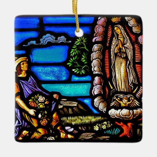 Our Lady Guadalupe Nuestra Senora Glas in lood Keramisch Ornament (Voorkant)