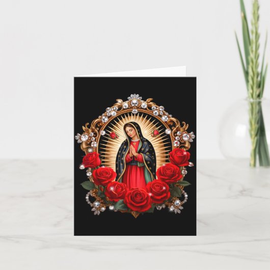 Our Lady Guadalupe Saint Virgin Mary In Roses Flow Kaart (Voorkant)