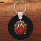 Our Lady Guadalupe Saint Virgin Mary In Roses Flow Sleutelhanger (Voorkant)