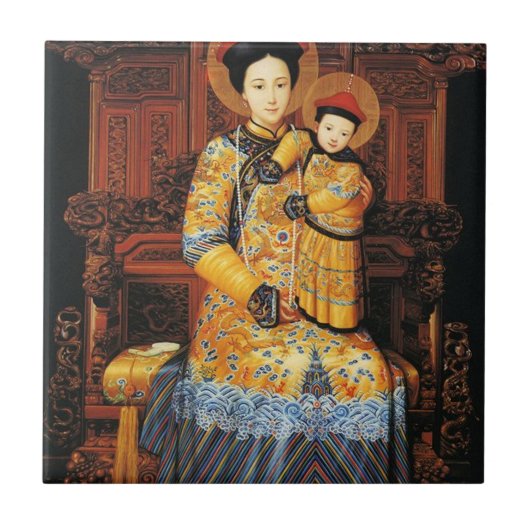 Our Lady of China (中华圣母, 中華聖母) Chinese Virgin Mary Tegeltje (Voorkant)