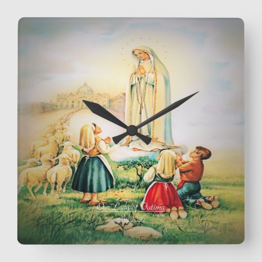 Our Lady of Fatima 1917 Vierkante Klok (Voorkant)