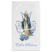 Our Lady of Grace Catholic Blue Floral  Klein Cadeauzakje (Achterkant)