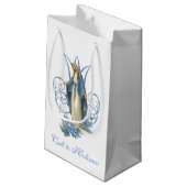 Our Lady of Grace Catholic Blue Floral  Klein Cadeauzakje (Achterkant Gekanteld)