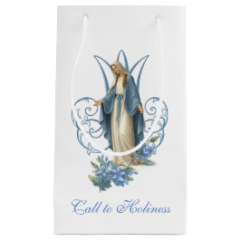 Our Lady of Grace Catholic Blue Floral  Klein Cadeauzakje