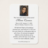 OUR LADY OF GUADALUPE FUNERAL PRAYER CARD VISITEKAARTJE (Achterkant)