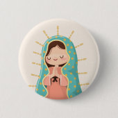 Our Lady of Guadalupe Kawaii Style Ronde Button 5,7 Cm (Voorkant)
