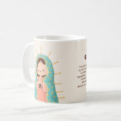 Our Lady of Guadalupe kawaii style with prayer Koffiemok (Voorkant links)