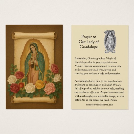 Our Lady of Guadalupe Prayer Holy Card Visitekaartje (Voorkant /achterkant)