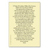 Our Lady of Guadalupe Prayer-kaart Kaart (Achterkant)