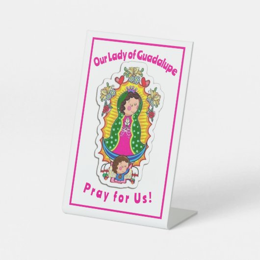 Our Lady of Guadalupe Reclamebord Met Voetstuk (Voorkant)